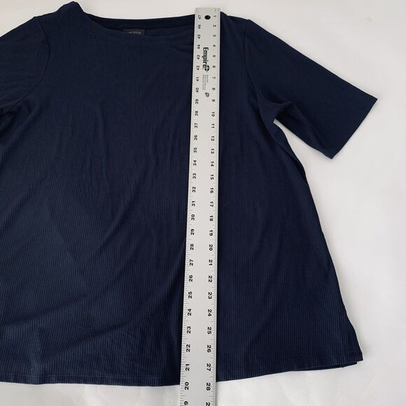 J Jill Top Wearever Collection Women XL Navy Ribbed Short Sleeve Stretch Career - Picture 6 of 8